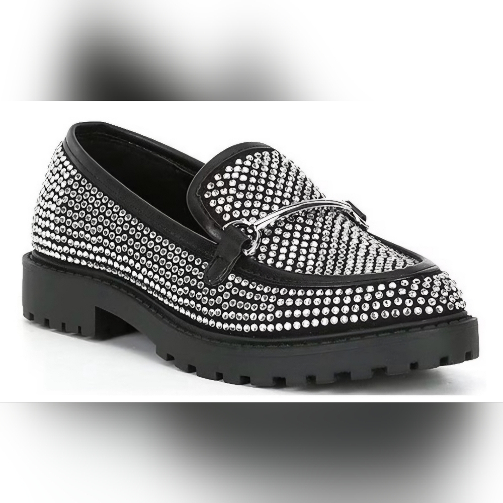 Gianni Bini Teigan-Girl Rhinestone Embellished Lug Sole Loafers (Kid)